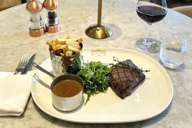 Steak frites with Wine